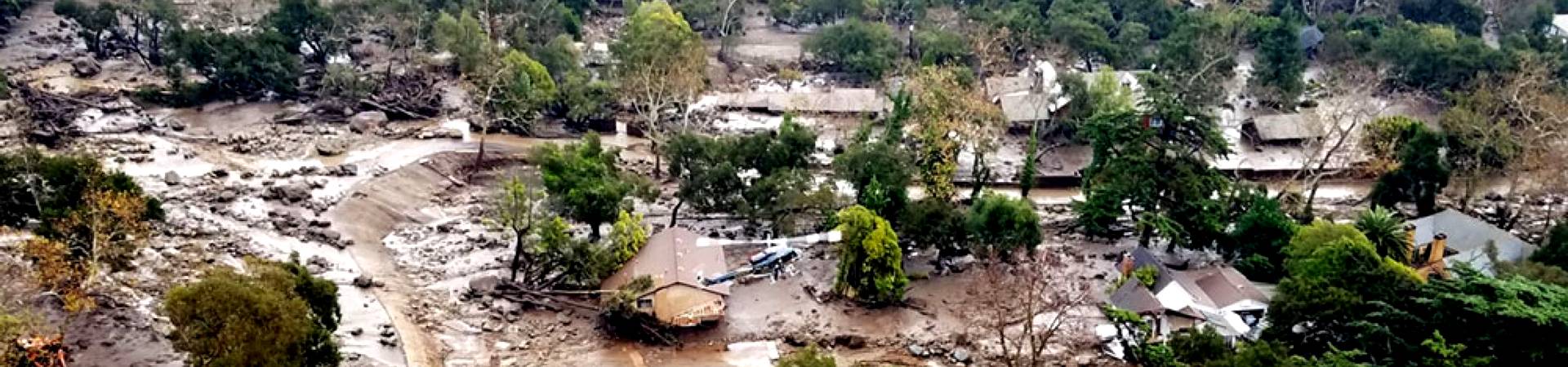 A small town after debris flow passed.